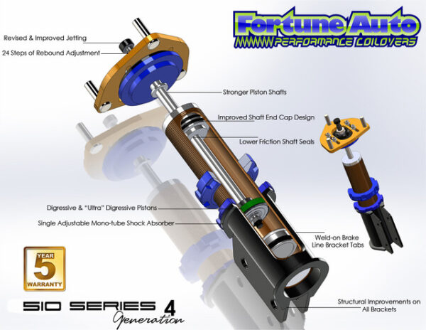 Fortune Auto 510 Series Coilovers Gen 8 - Nissan 240sx '89-94 S13 - Image 3